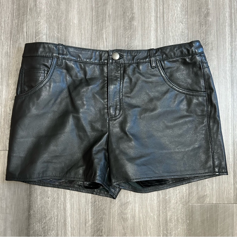 High-Waist Black Faux Leather Women's Shorts